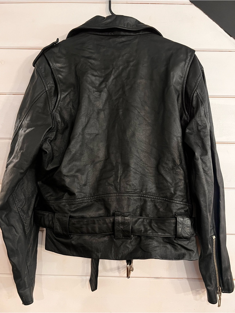 Vintage Virginia Slims 100% Leather Biker Motorcycle Jacket Womens W/Belt 1990s - Picture 7 of 10